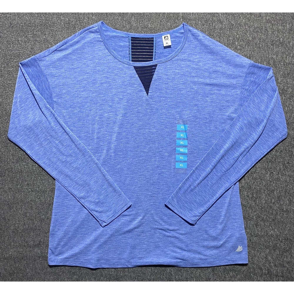 Free2B Shirt Womens Long Sleeve Pullover Active Shirt Blue Size XL